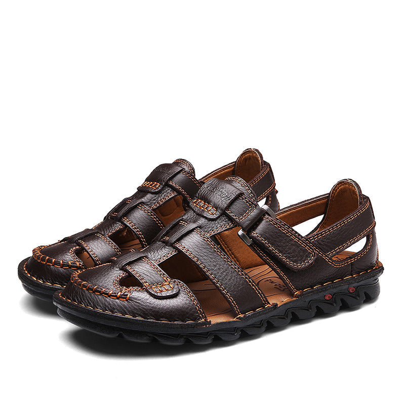 Solorfit Men Cut Out Leather Sandals - Solorfit