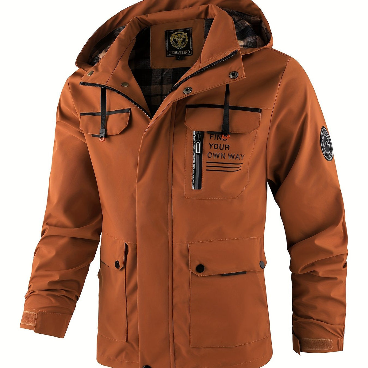 Men’s Hooded Jacket Casual Zip Up Outdoor Outerwear