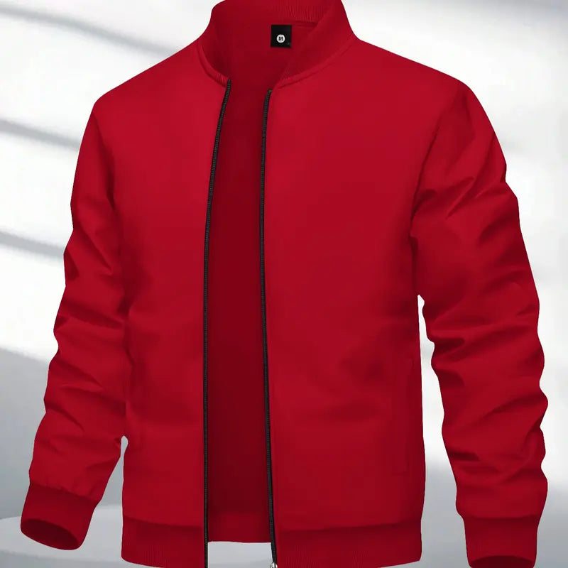 Men’s Zip Up Bomber Jacket Stand Collar Casual Everyday Jacket