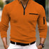 Men's Casual Cotton Long Sleeve Polo Shirt Pocket Zipper - Solorfit