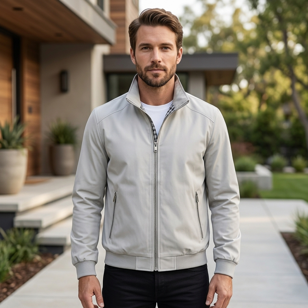 Men’s Zip Up Jacket Stand Collar Casual Everyday Jacket