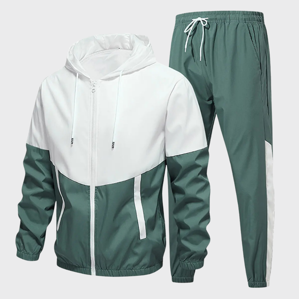 Men’s Hooded Tracksuit Set Zip Up Jacket and Drawstring Jogger Pants