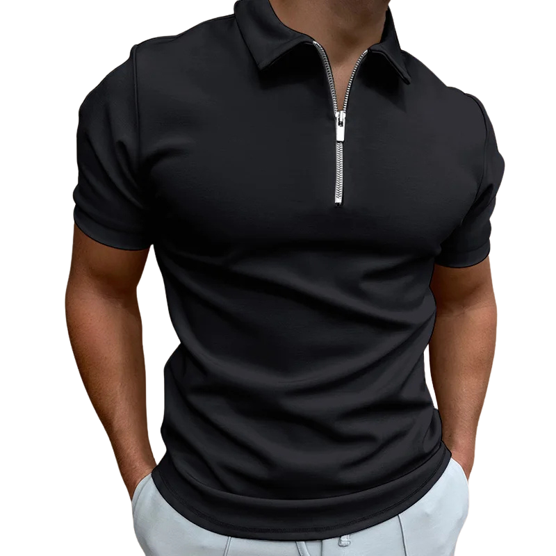 Dario Slim-Fit Knit Polo with Contemporary Mid-Zip Design