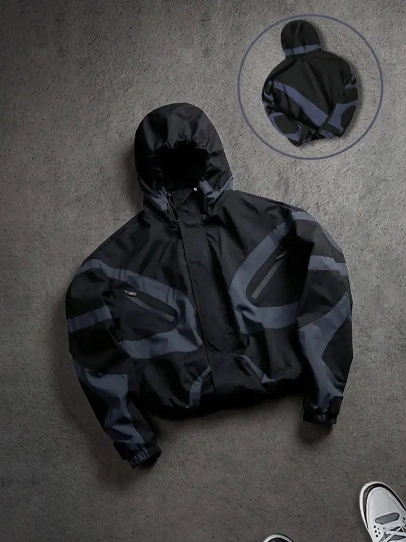 Men’s Hooded Windbreaker Jacket Zip Up Outdoor Casual Coat