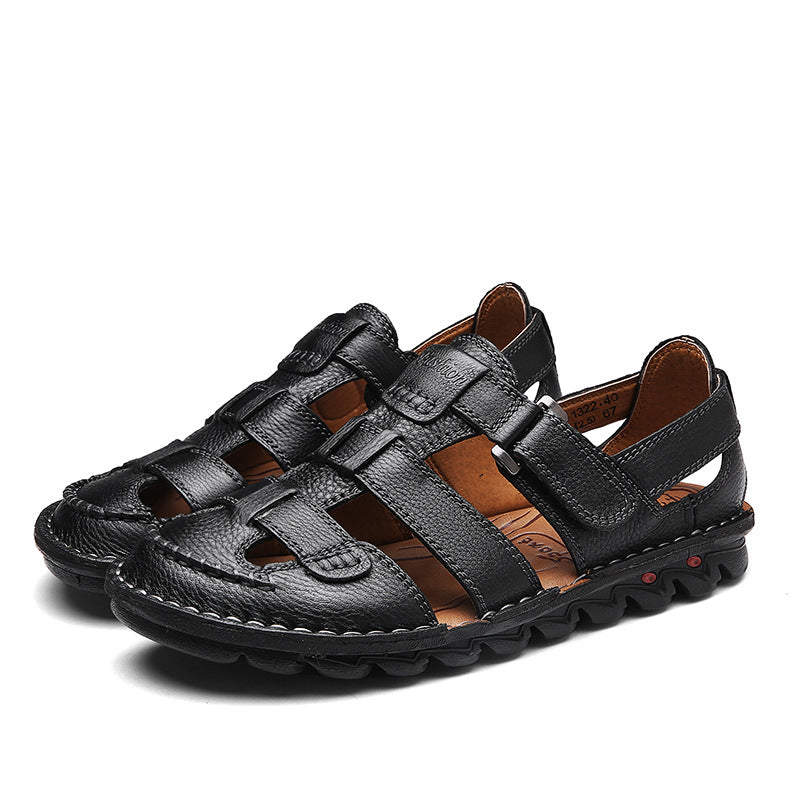 Solorfit Men Cut Out Leather Sandals - Solorfit