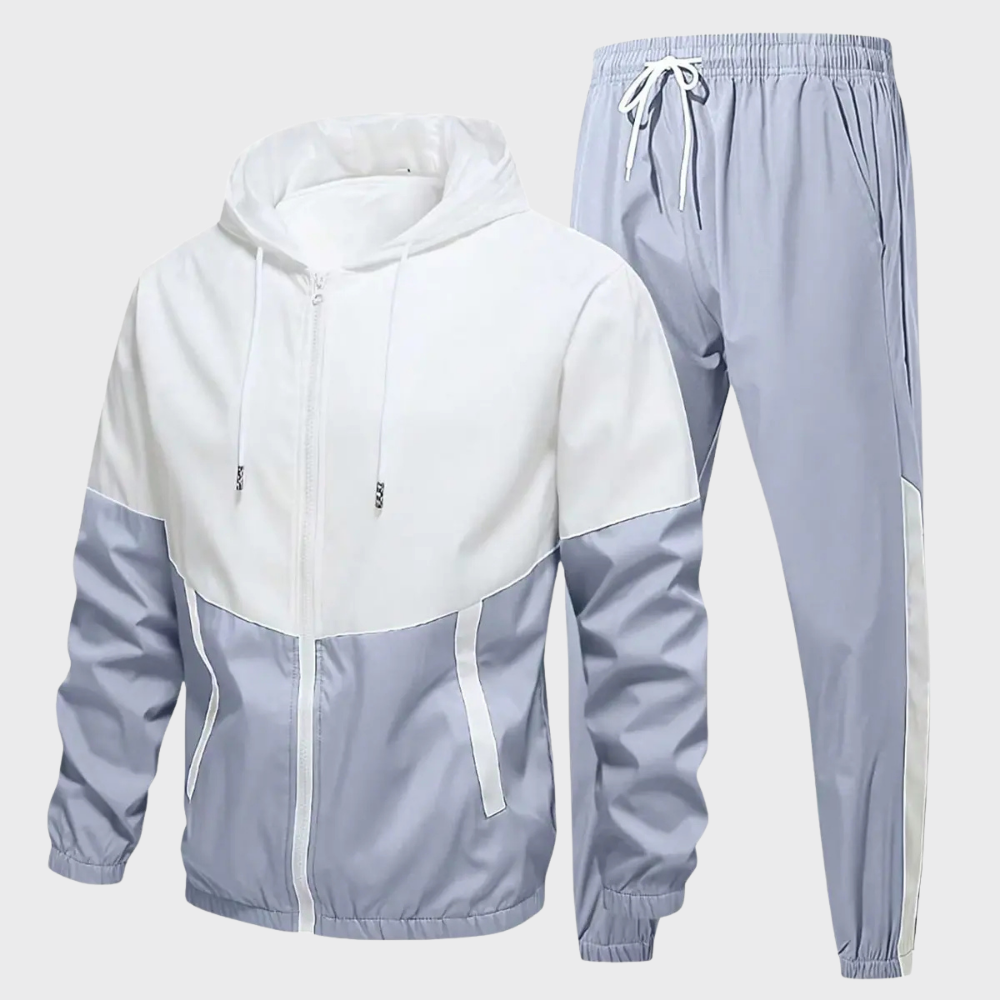 Men’s Hooded Tracksuit Set Zip Up Jacket and Drawstring Jogger Pants