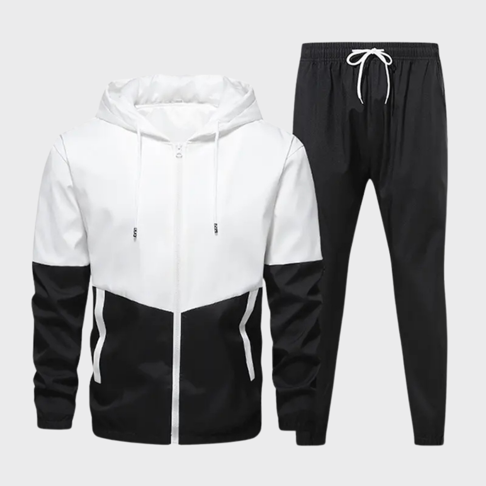 Men’s Hooded Tracksuit Set Zip Up Jacket and Drawstring Jogger Pants
