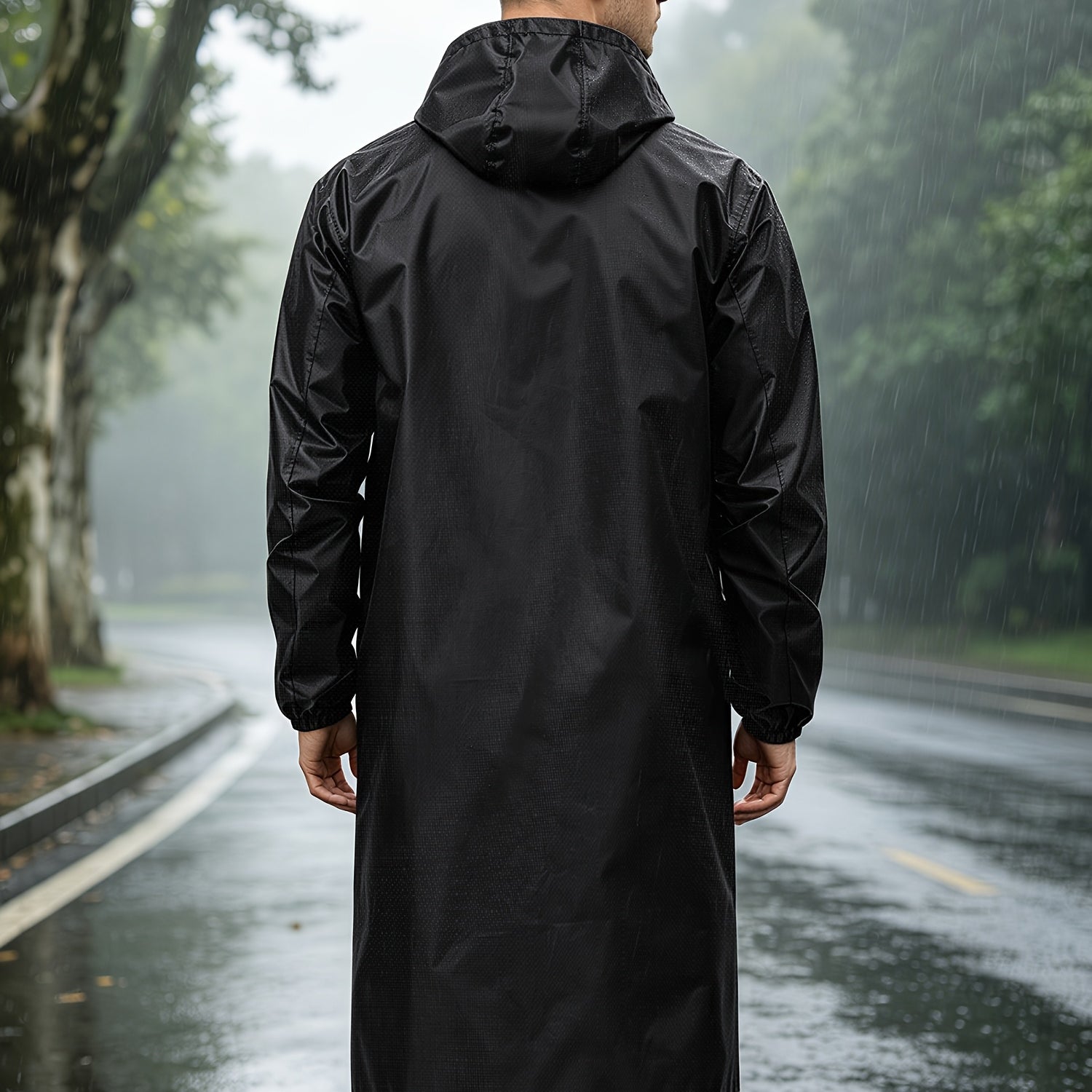 Men's Waterproof Mid-Length Hooded Coat Lightweight Packable