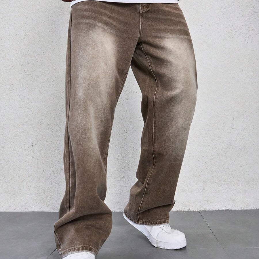 Men’s Solid Denim Jeans – Dark Wash Baggy Cargo Jeans | Everyday Casual Denim