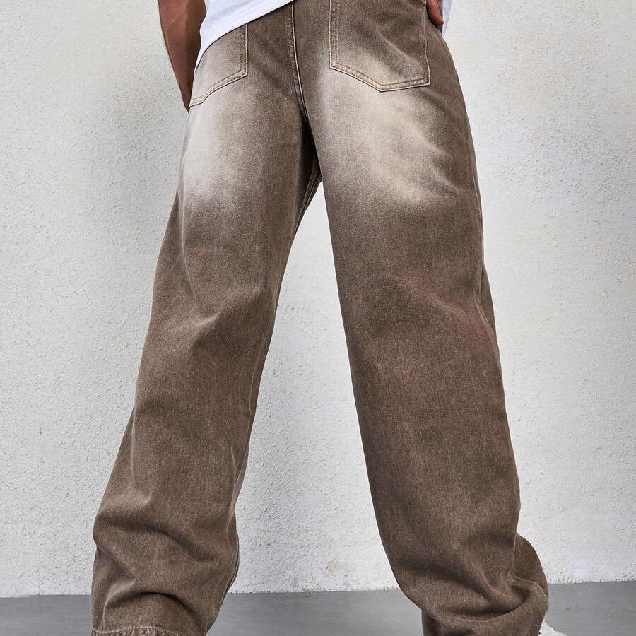 Men’s Solid Denim Jeans – Dark Wash Baggy Cargo Jeans | Everyday Casual Denim