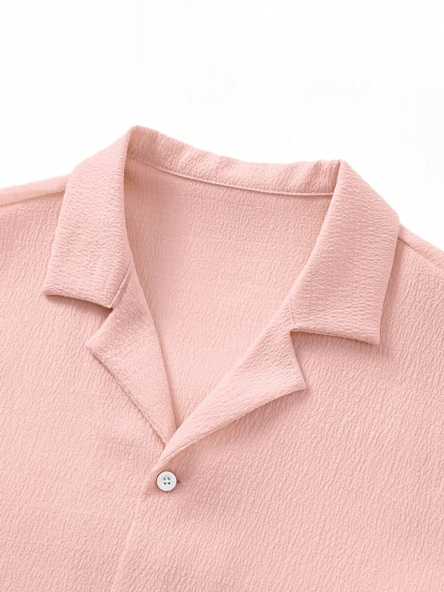 Men’s Jacquard Two-Piece Summer Set – Short Sleeve Shirt & Shorts Casual Outfit