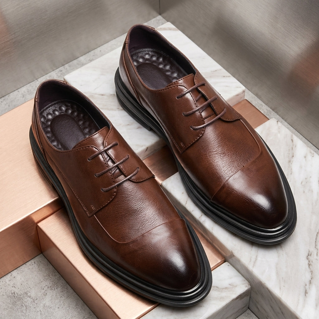 Ace Grey Leather OxfordBrogue Shoes