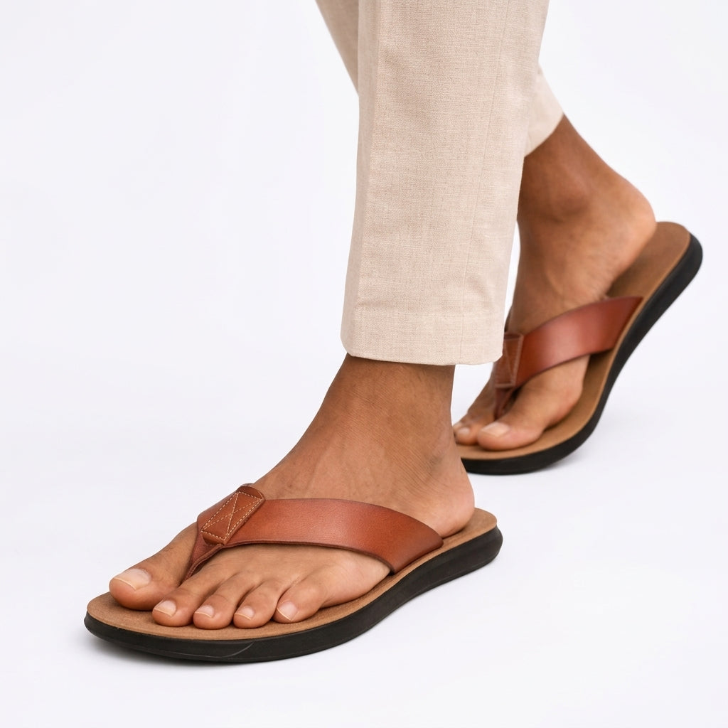 Sebastian Men Leather Sandals Flip Flops