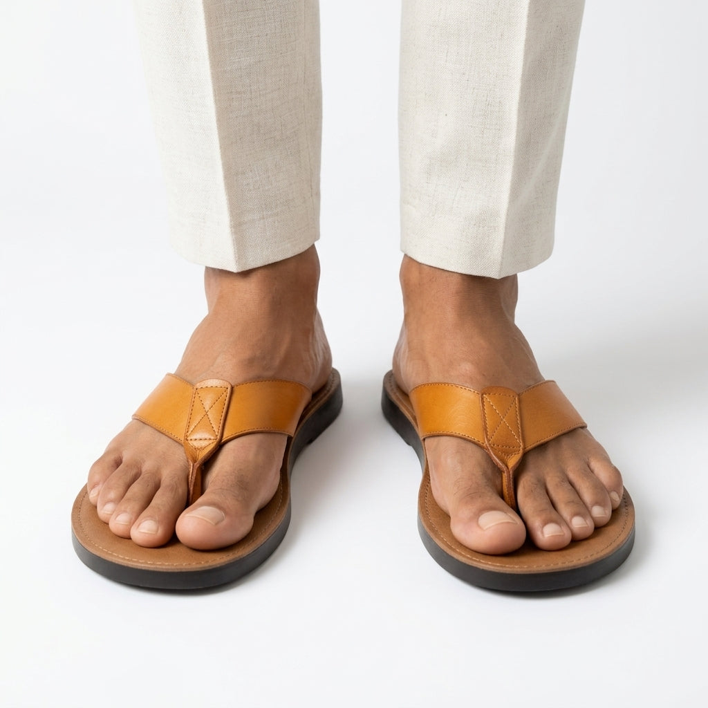 Sebastian Men Leather Sandals Flip Flops