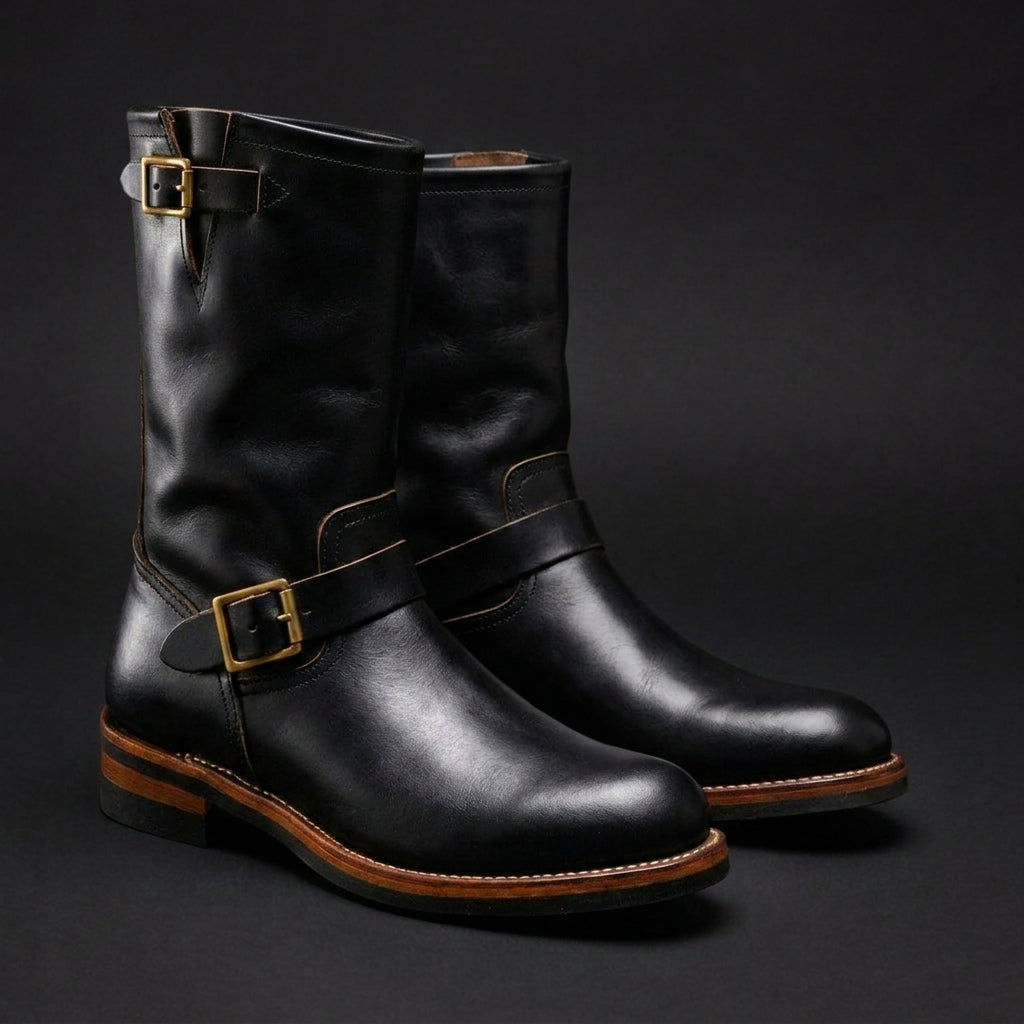 Men’s Western Boots Tall Buckle Detail Casual Footwear