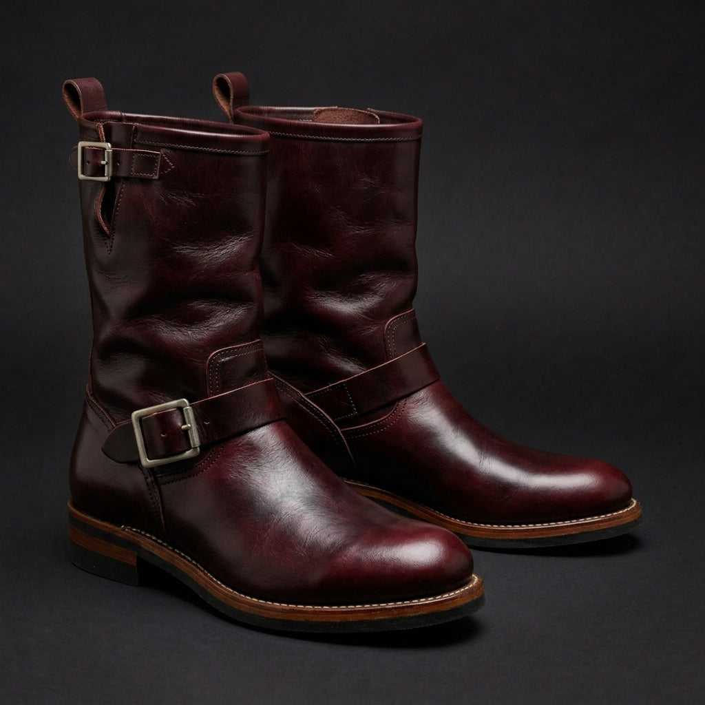 Men’s Western Boots Tall Buckle Detail Casual Footwear