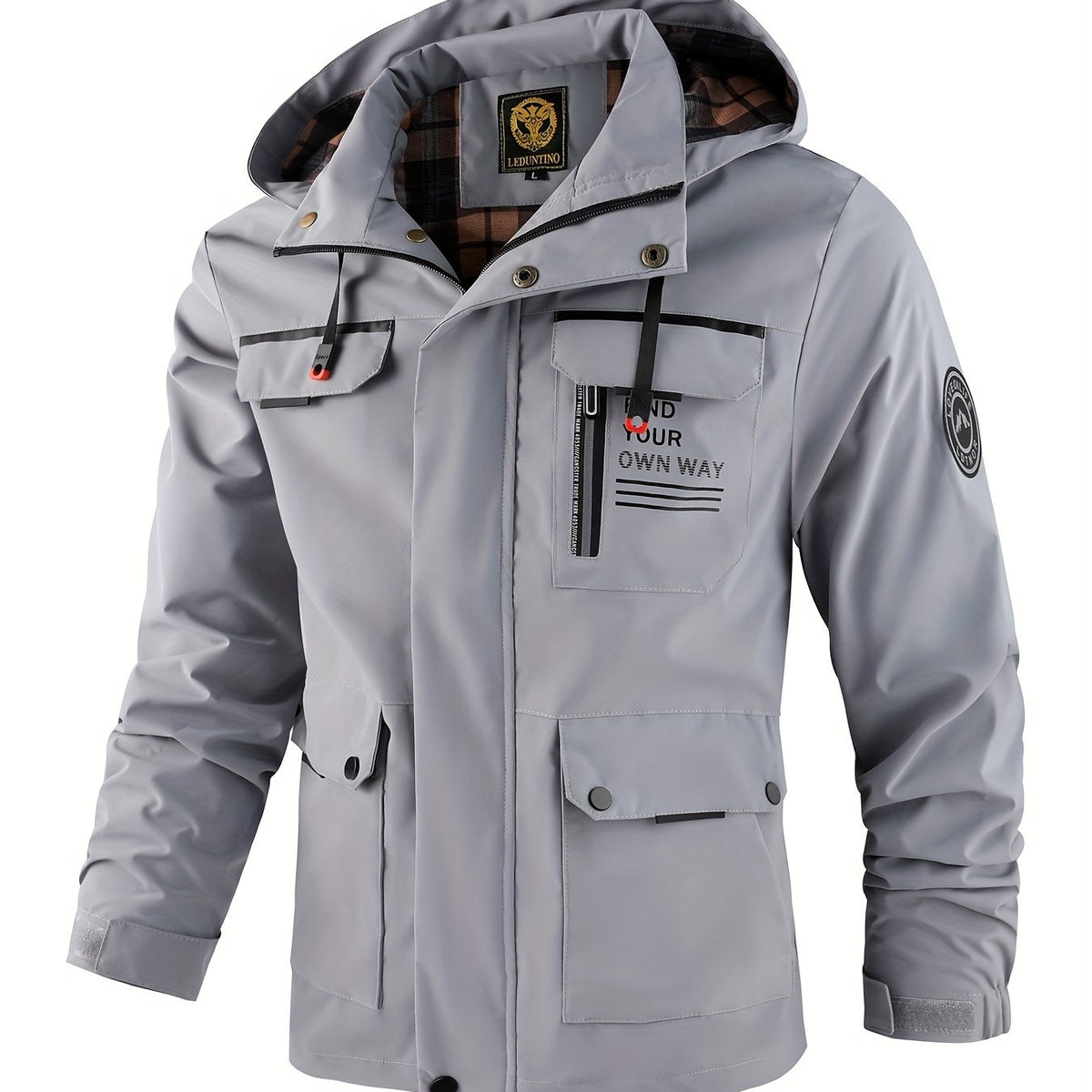 Men’s Hooded Jacket Casual Zip Up Outdoor Outerwear