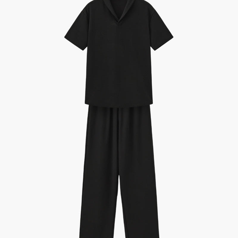 Men’s Casual Short Sleeve Shirt and Pants Set Relaxed Fit Everyday Outfit