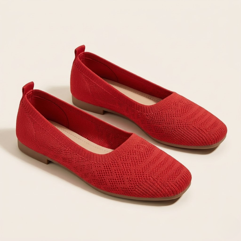 Women’s Knit Ballerina Shoes – Comfortable Slip-On Flats