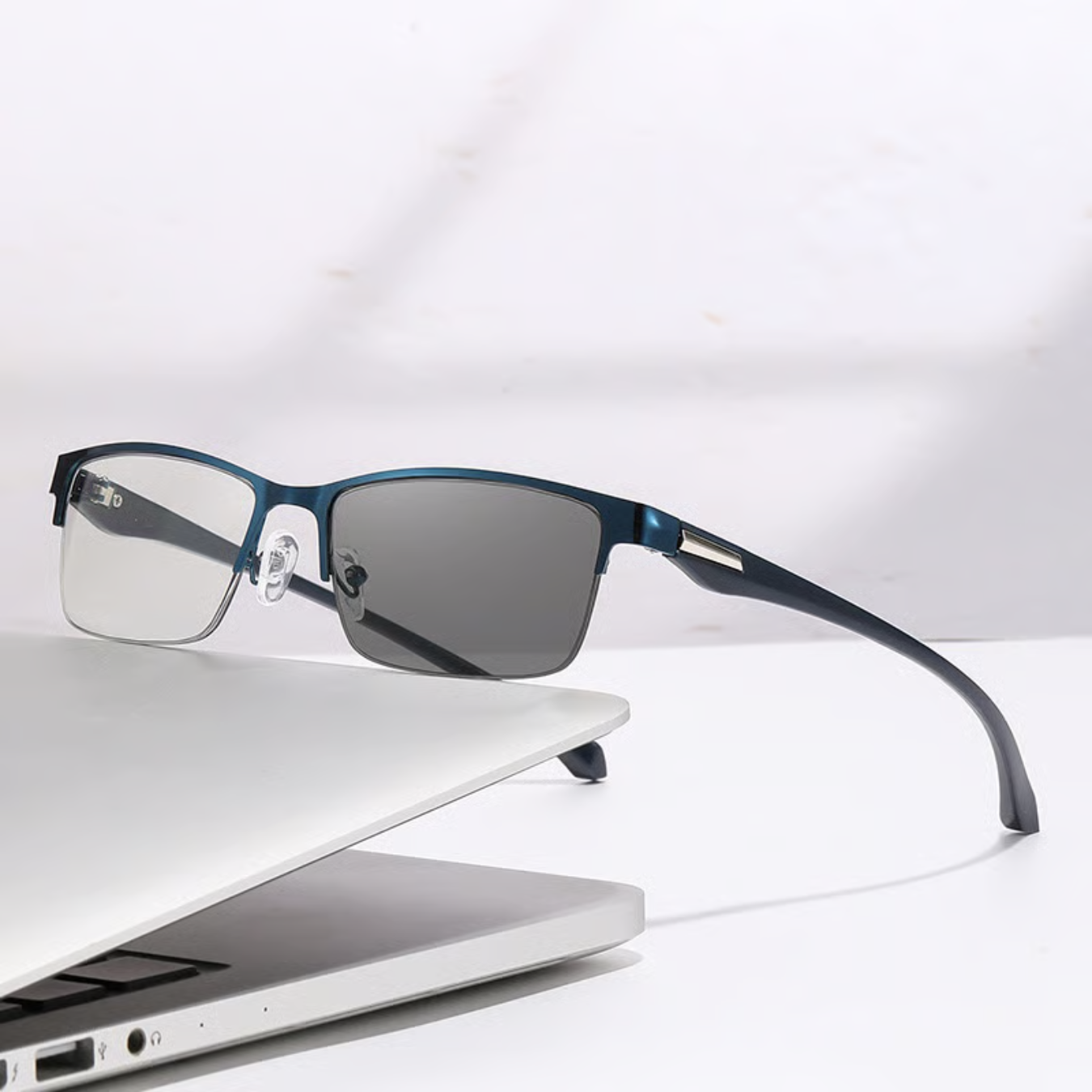 Rectangle Eyeglass Frames Lightweight Half Rim Optical Glasses