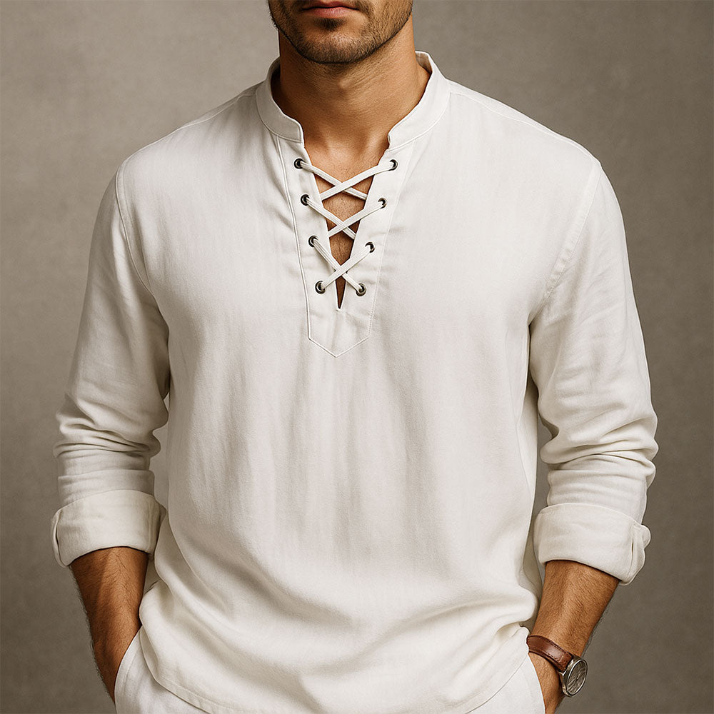 Valhalla Linen Men Vibe Lace Up Shirt