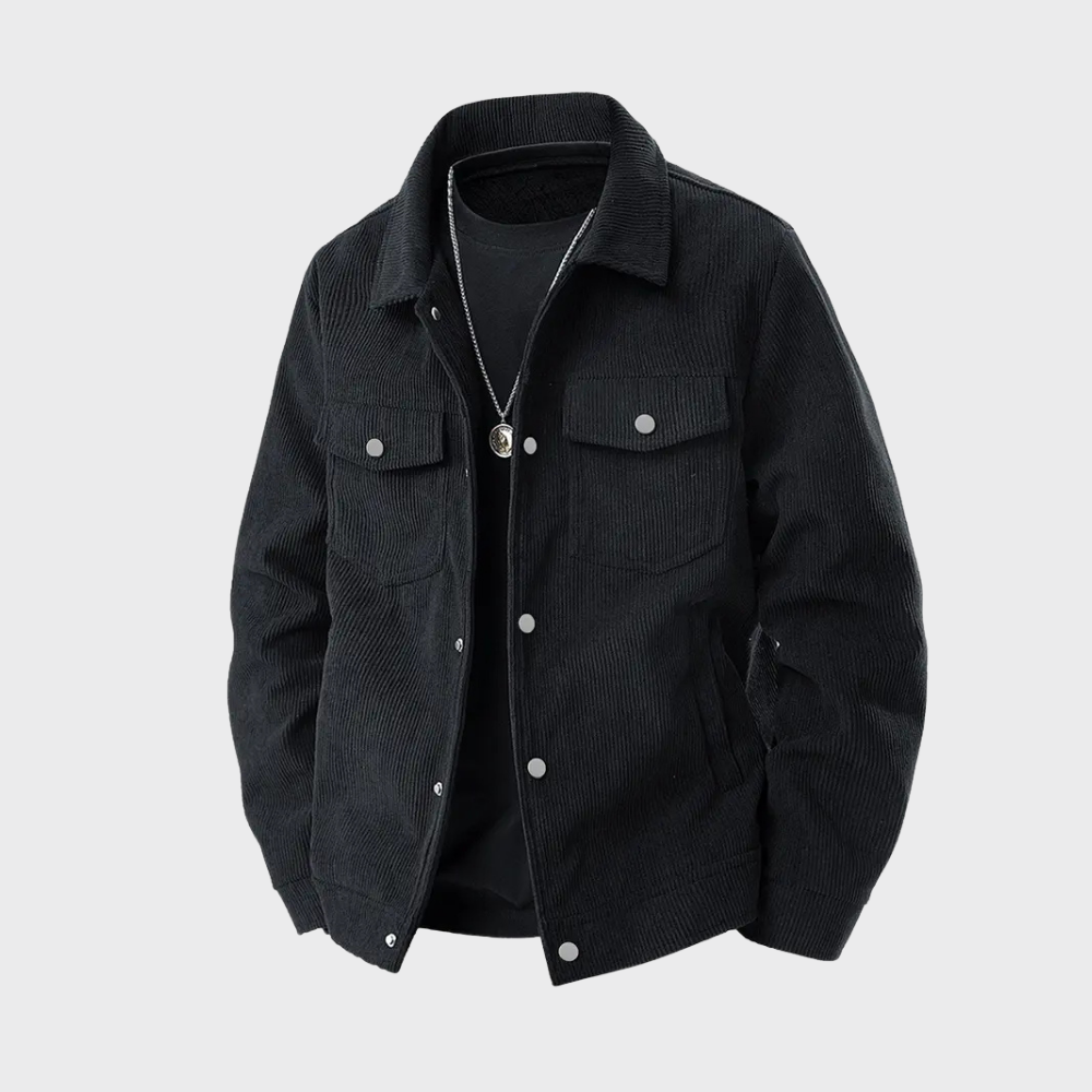 Men’s Button-Up Jacket Casual Utility Jacket with Chest Pockets