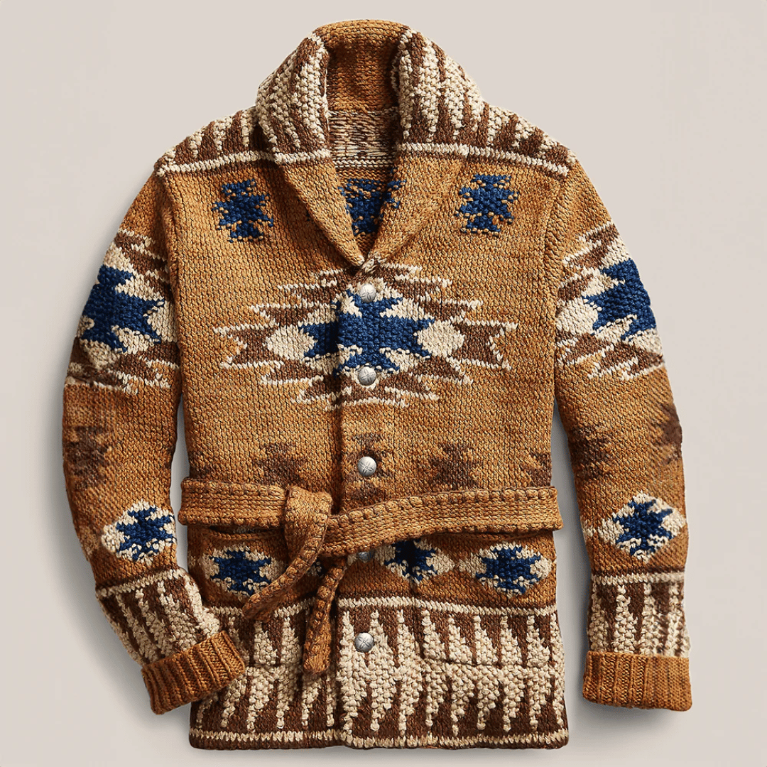 Outlaw Jacquard Cardigan – Men’s Patterned Knit Sweater - Solorfit