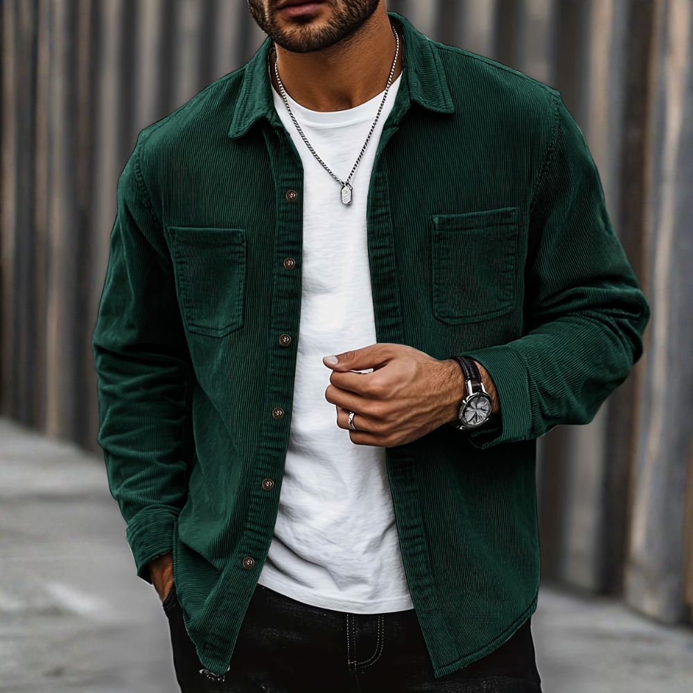 Men’s Corduroy Jacket Casual Button Up Overshirt Everyday Wear
