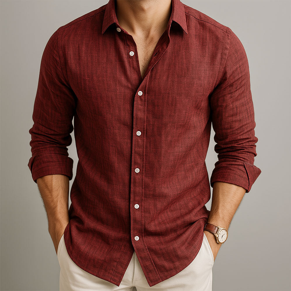 Men’s Long Sleeve Polo Shirt | Smart Casual Button Style