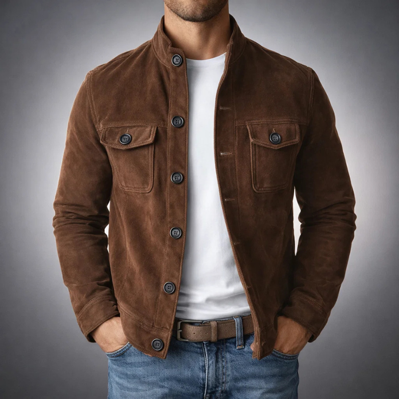 Men’s Casual Field Jacket Button Up Utility Outerwear