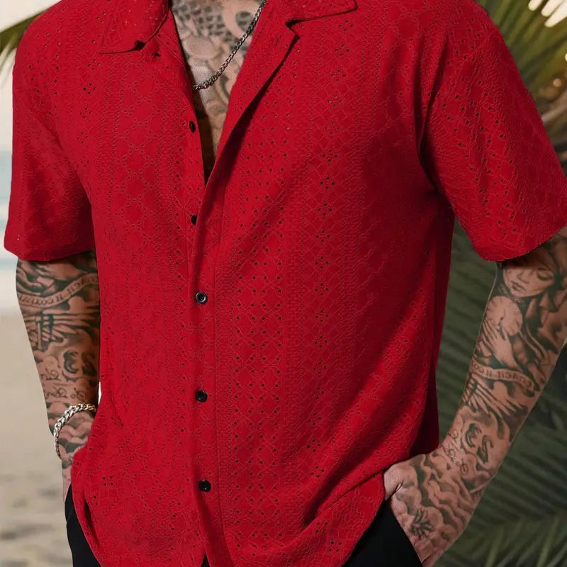 Men’s Short Sleeve Casual Button Up Shirt Summer Everyday Top