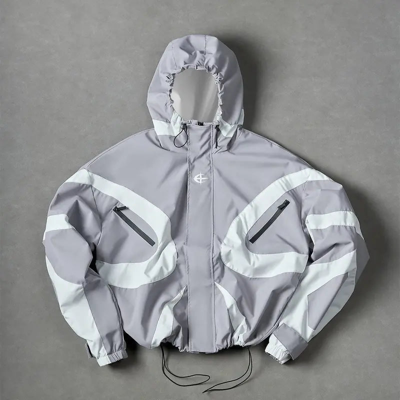 Men's Autumn Hooded Windbreaker Jacket with Zip-Up Front