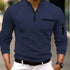 Men's Casual Cotton Long Sleeve Polo Shirt Pocket Zipper - Solorfit