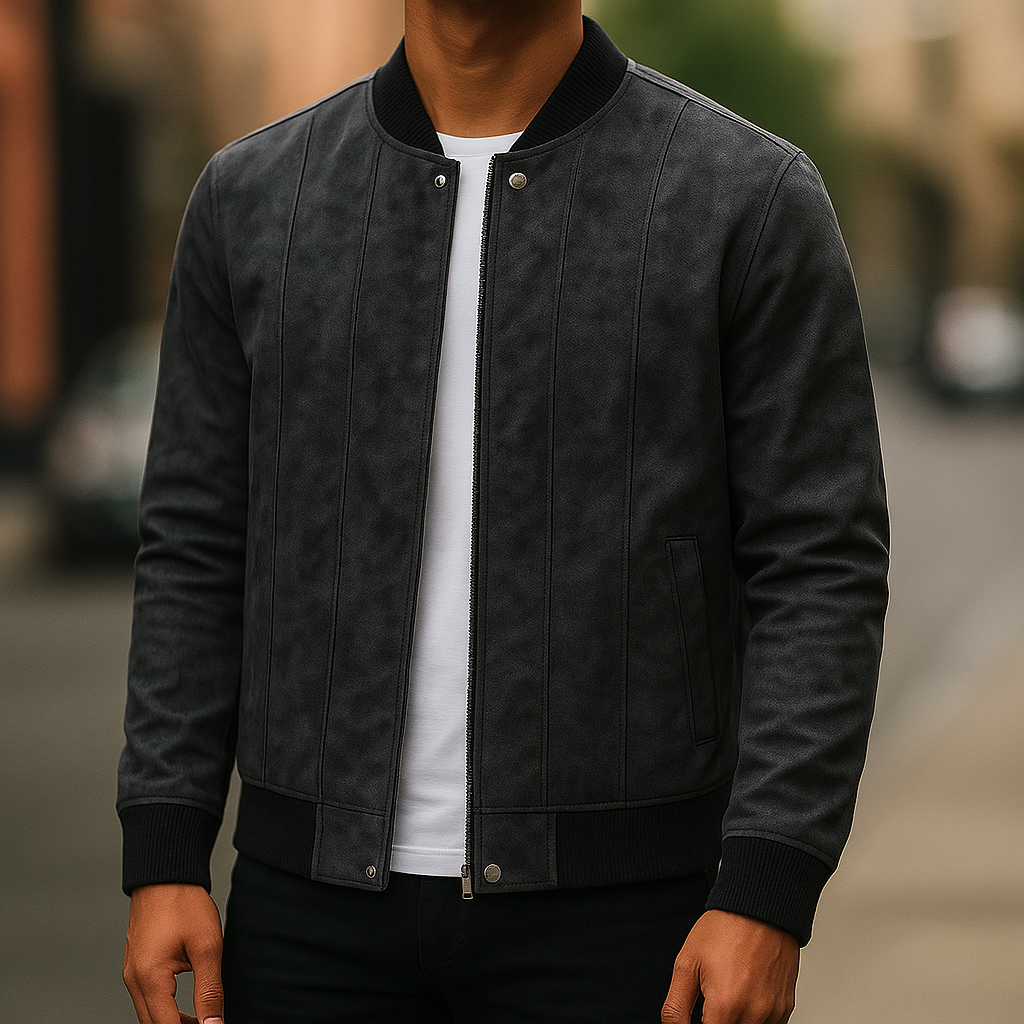 Stravon Men’s Suede Bomber Jacket – Classic Soft-Touch Outerwear