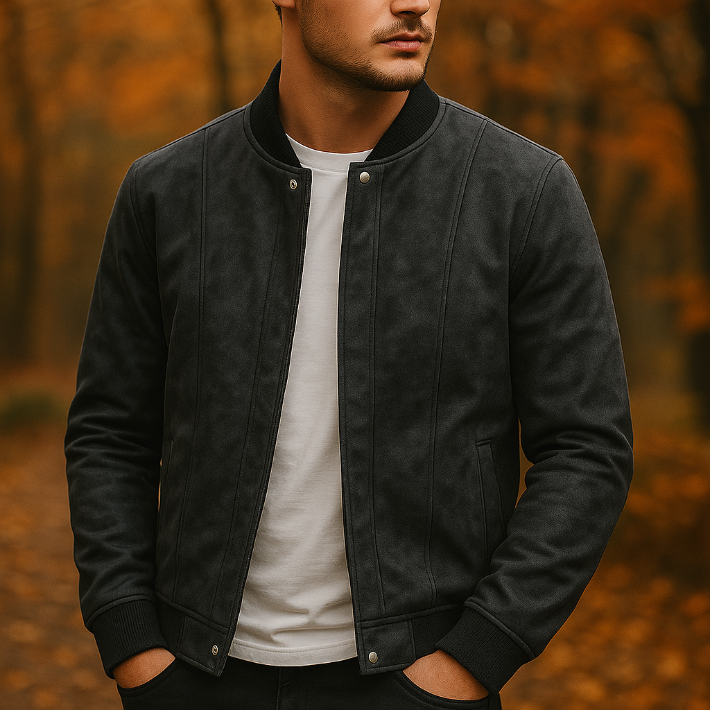 Stravon Men’s Suede Bomber Jacket – Classic Soft-Touch Outerwear