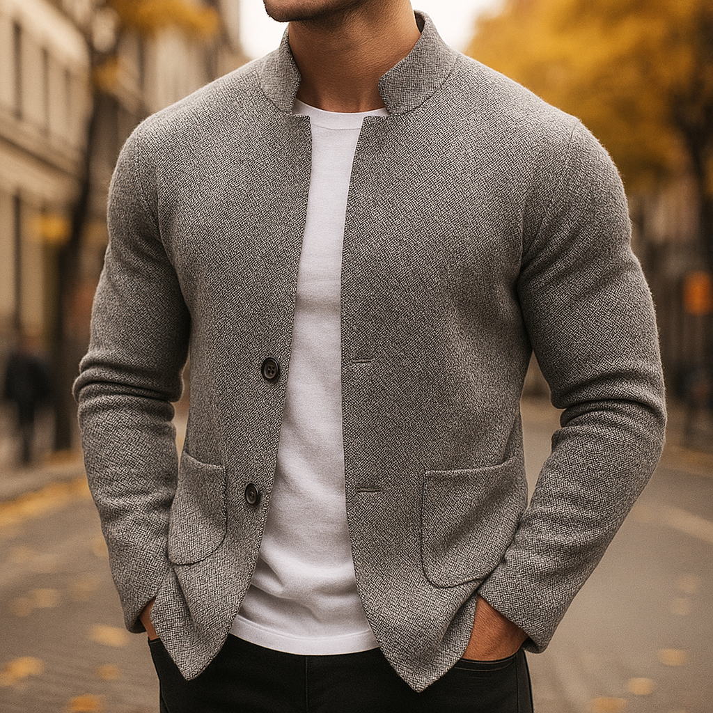 Grigio - Knitted Premium Wool Button Cardigan
