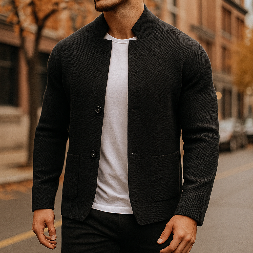 Grigio - Knitted Premium Wool Button Cardigan