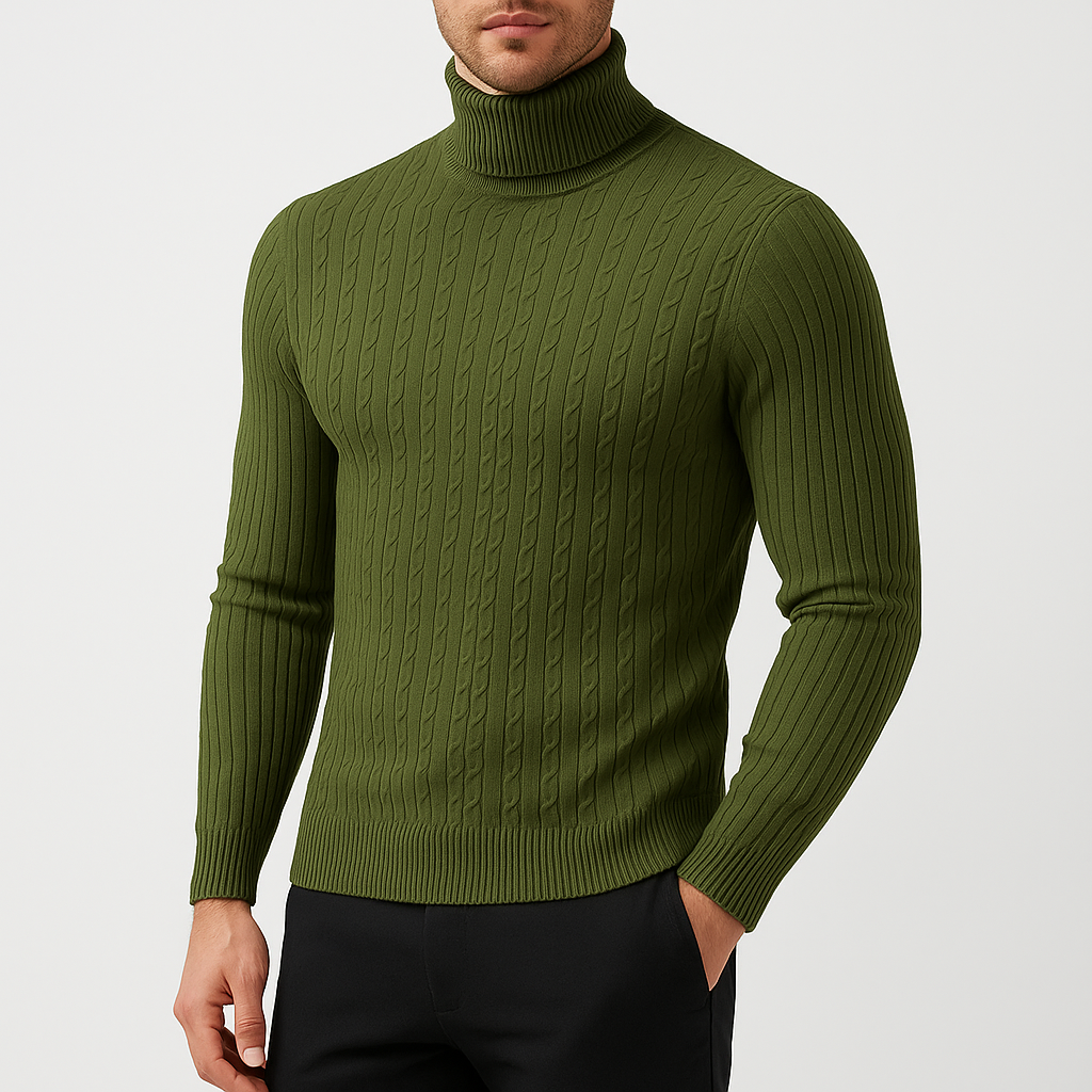 Men’s Turtleneck Sweater Long Sleeve Casual Knit Top