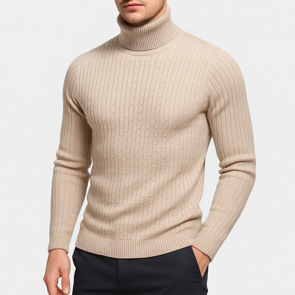Men’s Turtleneck Sweater Long Sleeve Casual Knit Top