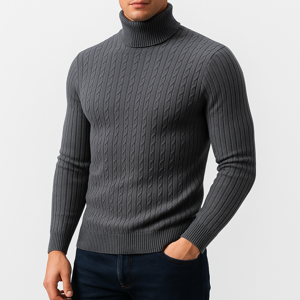 Men’s Turtleneck Sweater Long Sleeve Casual Knit Top