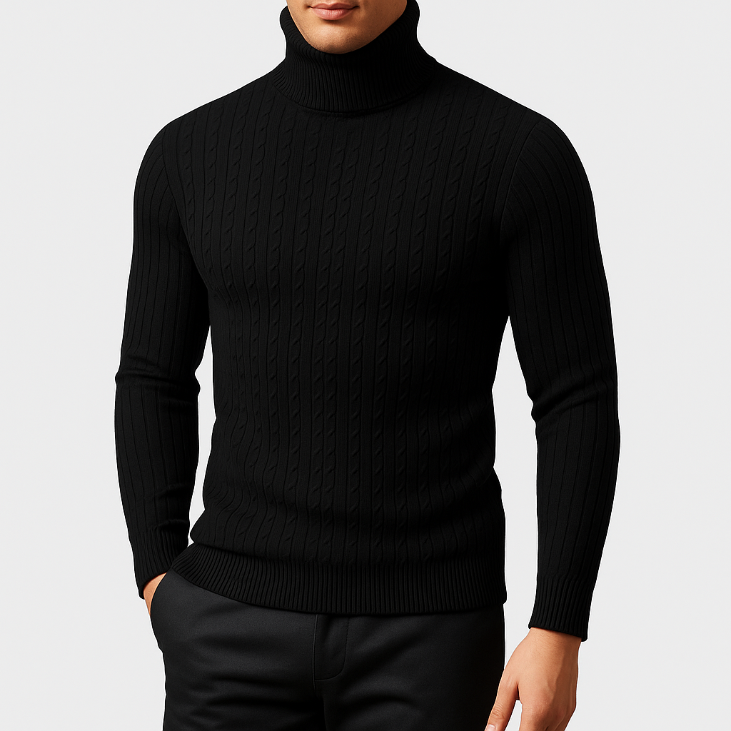 Men’s Turtleneck Sweater Long Sleeve Casual Knit Top