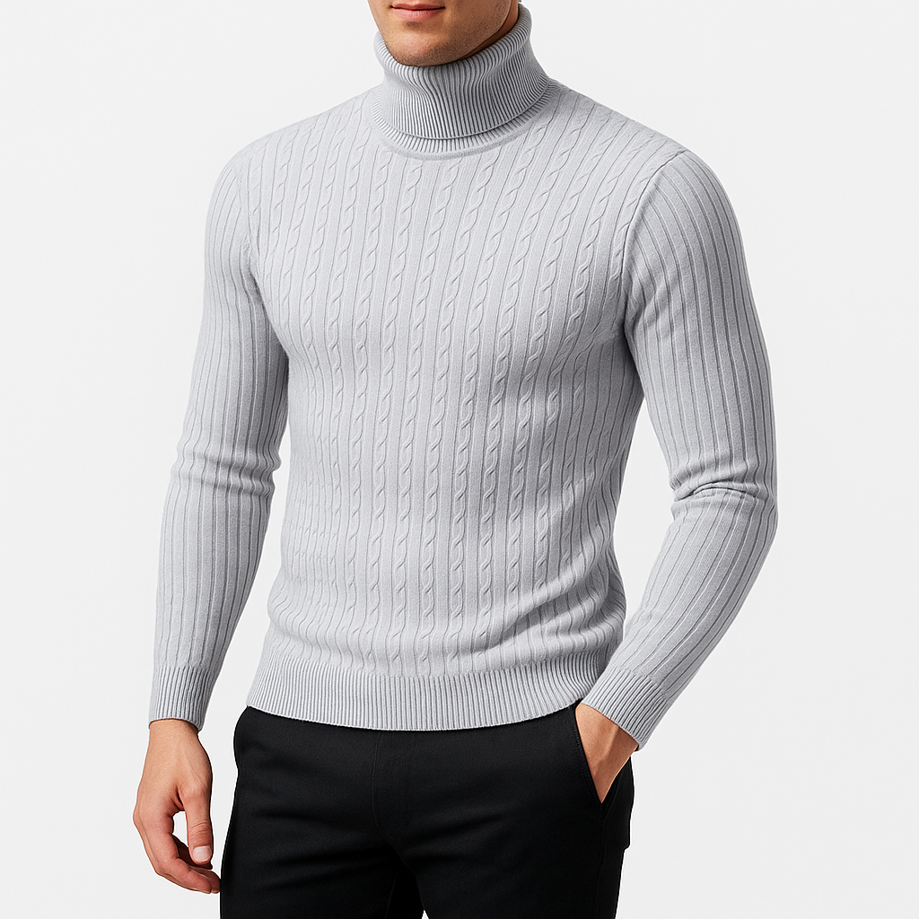 Men’s Turtleneck Sweater Long Sleeve Casual Knit Top