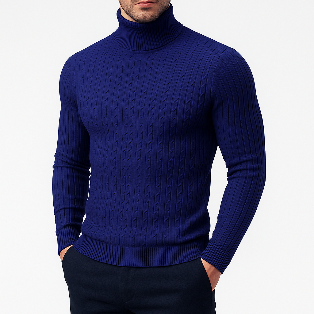 Men’s Turtleneck Sweater Long Sleeve Casual Knit Top