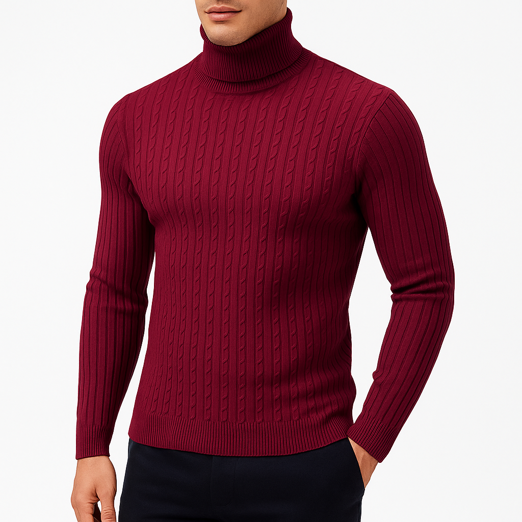 Men’s Turtleneck Sweater Long Sleeve Casual Knit Top
