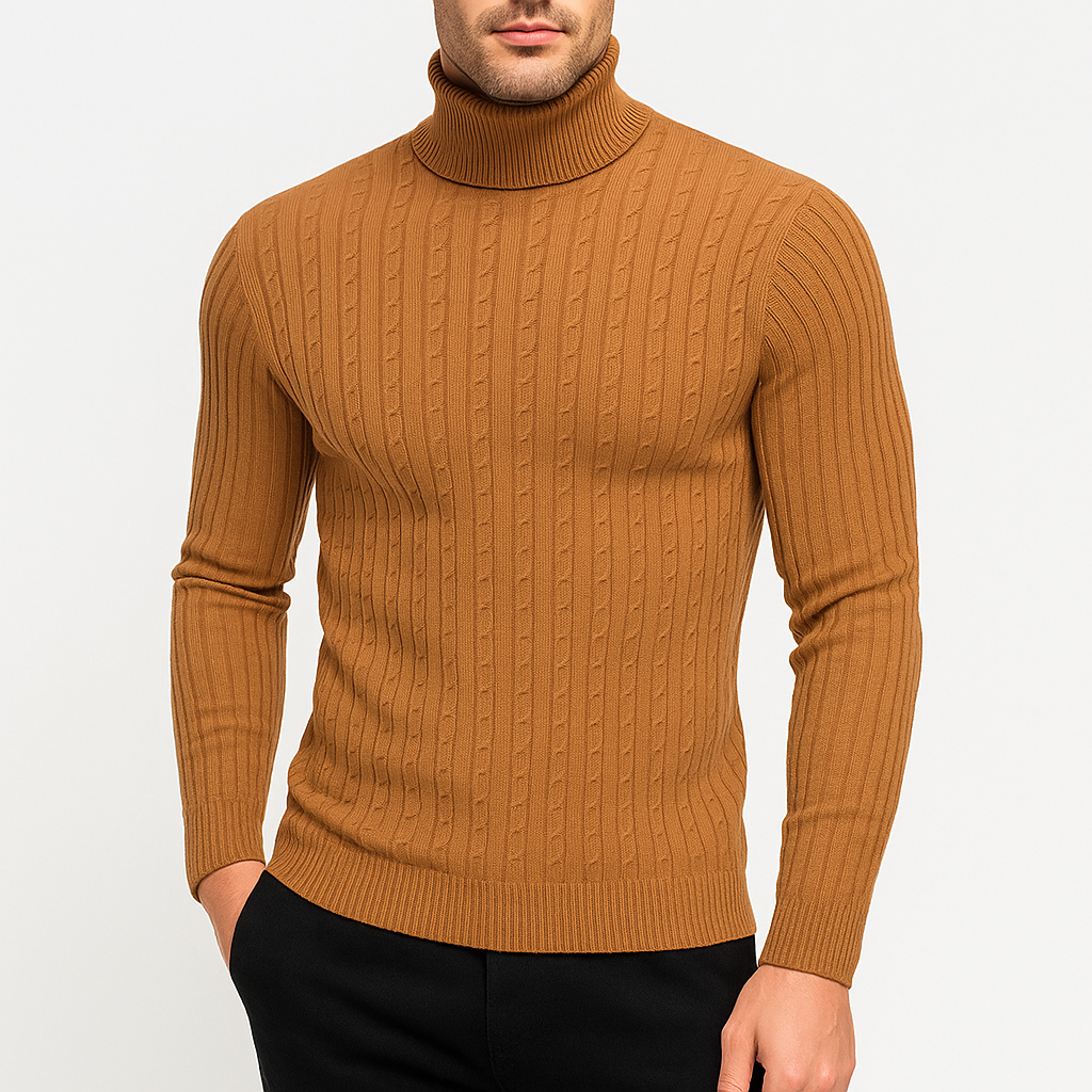 Men’s Turtleneck Sweater Long Sleeve Casual Knit Top