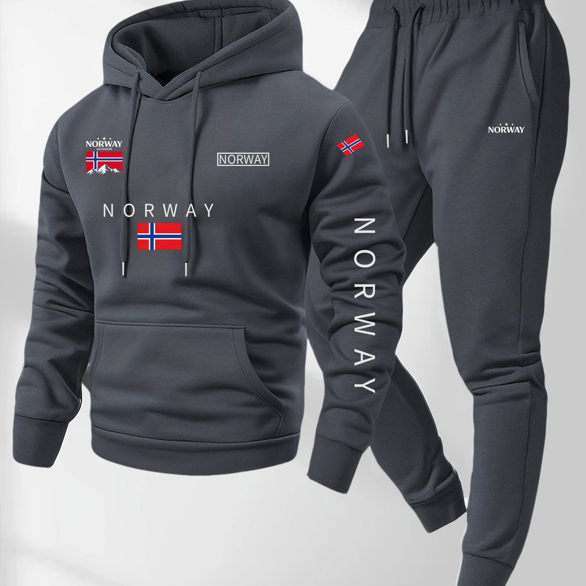 Men’s Hoodie Norway Tracksuit Set Casual Sweatshirt Jogger Pants Outfit