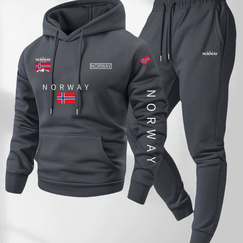 Men’s Hoodie and Jogger Set Norway Casual Tracksuit Outfit