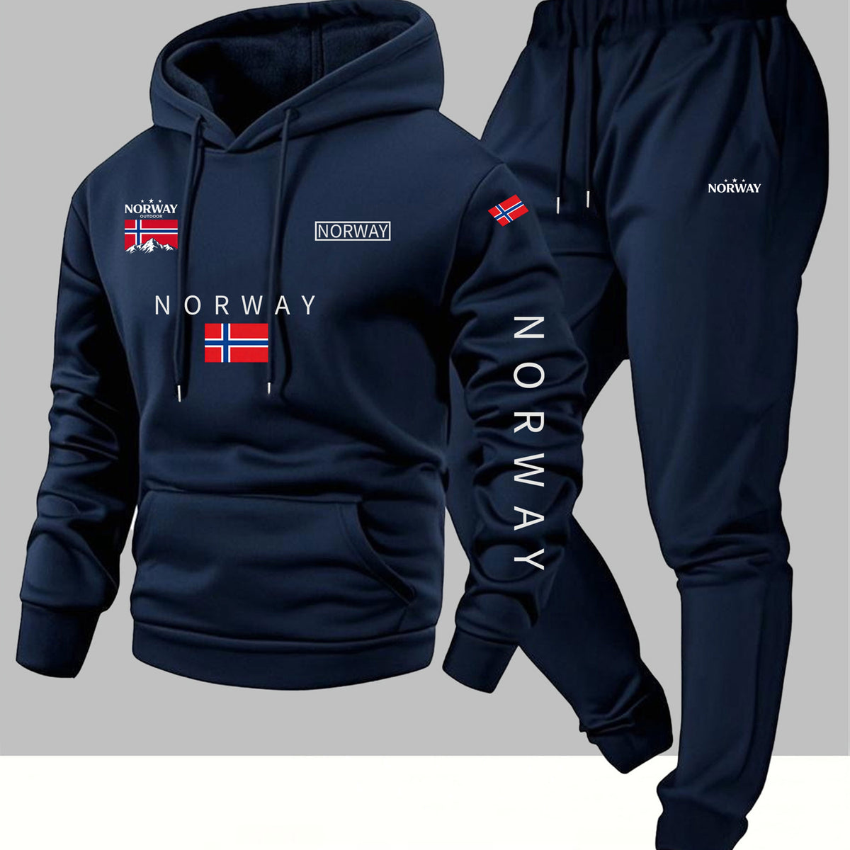 Men’s Hoodie Norway Tracksuit Set Casual Sweatshirt Jogger Pants Outfit