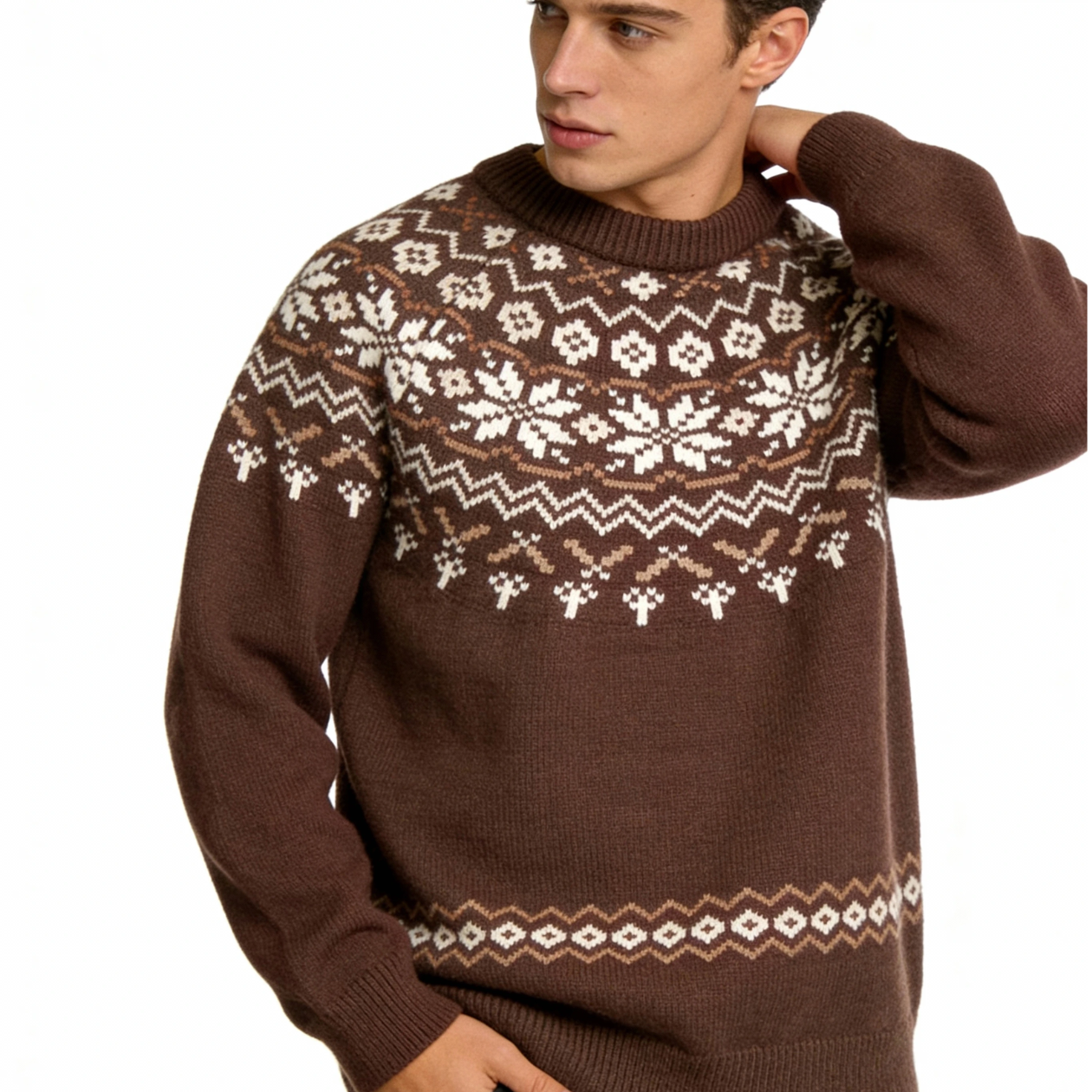 Everpine Men Crewneck Sweater - Brown
