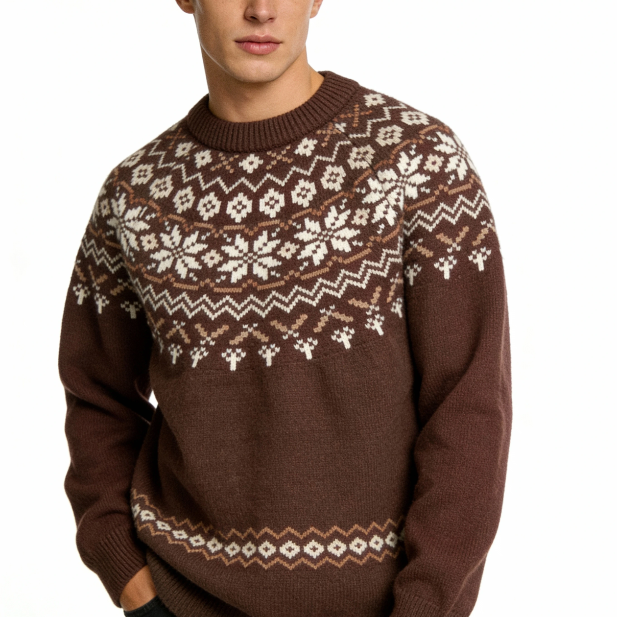 Everpine Men Crewneck Sweater - Brown